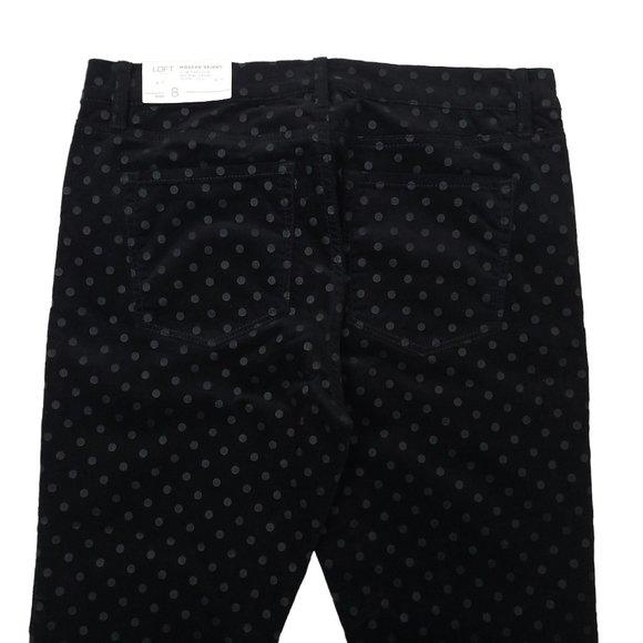 Loft Outlet Modern Skinny Black Velvet Gray Dot Jeans Womens Size 8 Pants NEW - Picture 10 of 14